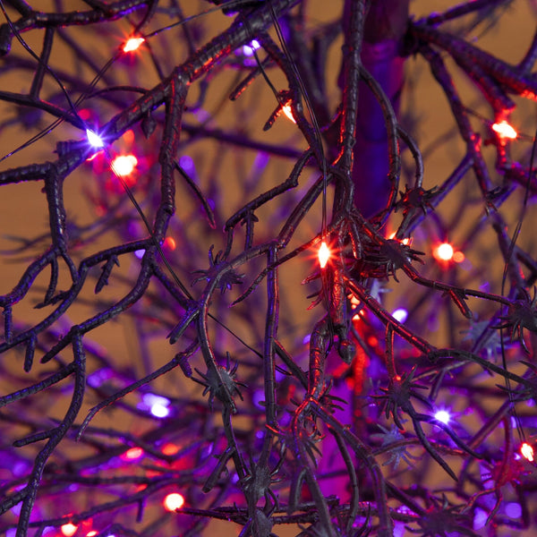 4’ Pre-Lit Artificial Halloween Spider Twig Tree with 100 Orange & Purple LED Lights