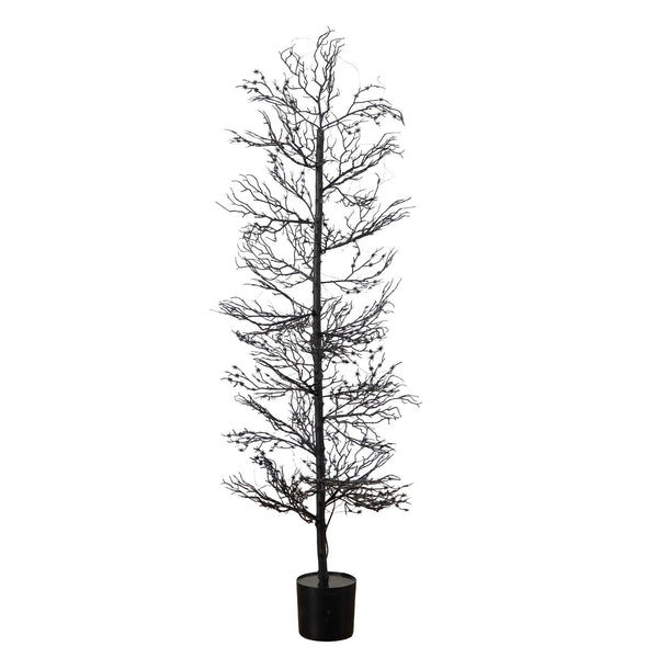 4’ Pre-Lit Artificial Halloween Spider Twig Tree with 100 Orange & Purple LED Lights