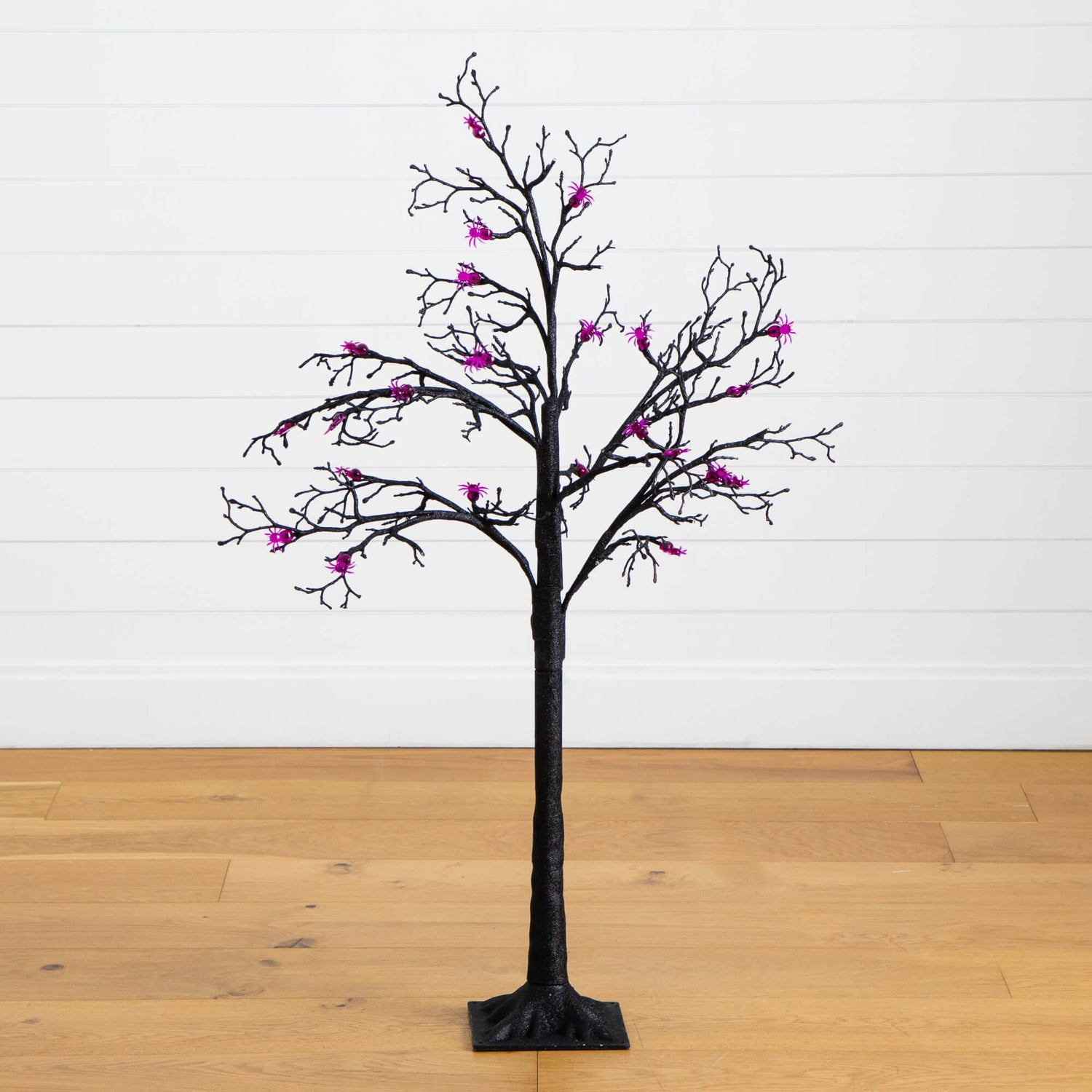 4' Pre-Lit Artificial Halloween Spider Twig Tree with 48 Purple LED Lights