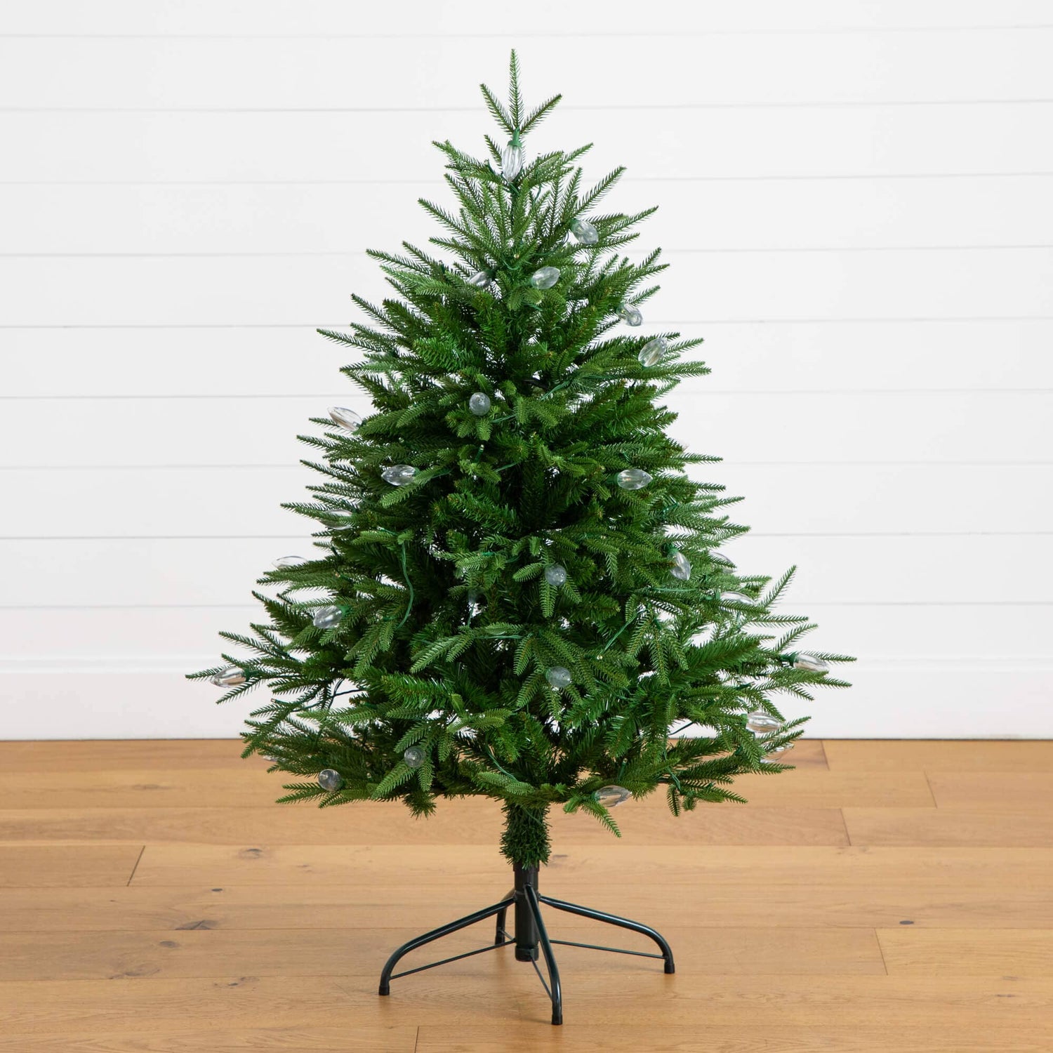 4' Pre-Lit Artificial Luxembourg Pine Christmas Tree with 120 Multicolored Traditional Bulb LED Lights