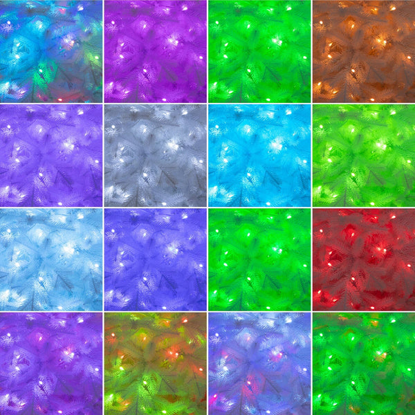 4’ Pre-Lit Artificial White California Spruce Christmas Tree with 120 Color Changing LED Lights