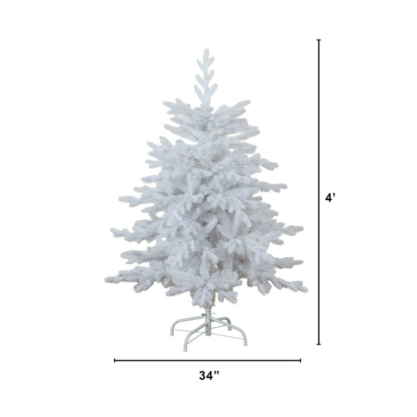 4’ Pre-Lit Artificial White California Spruce Christmas Tree with 120 Color Changing LED Lights