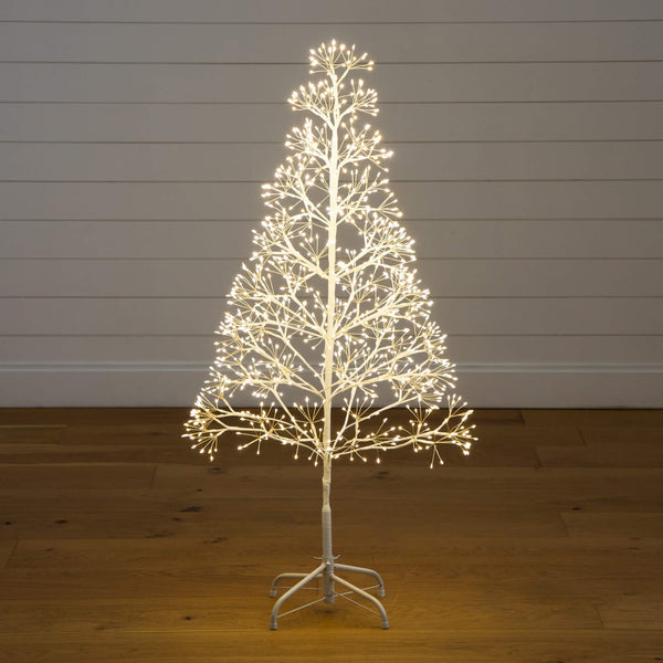 4' Pre-Lit Artificial White  Starburst Tree with 800 Fairy Warm White LED Lights