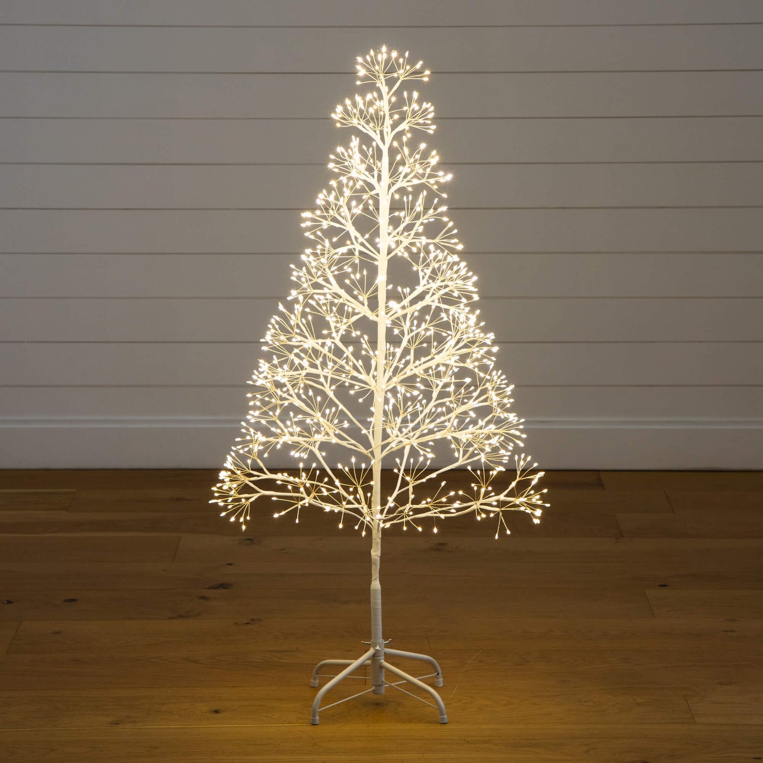 4' Pre-Lit Artificial White  Starburst Tree with 800 Fairy Warm White LED Lights