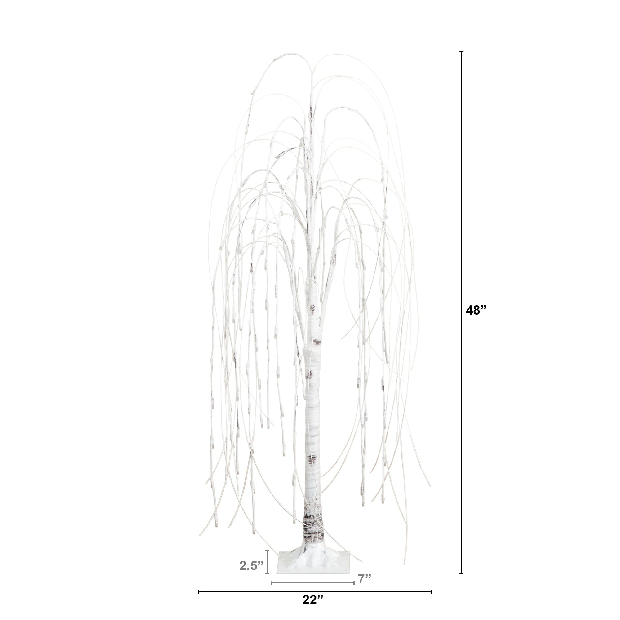 4' Pre-Lit Artificial White Weeping Willow Tree with 120 Warm