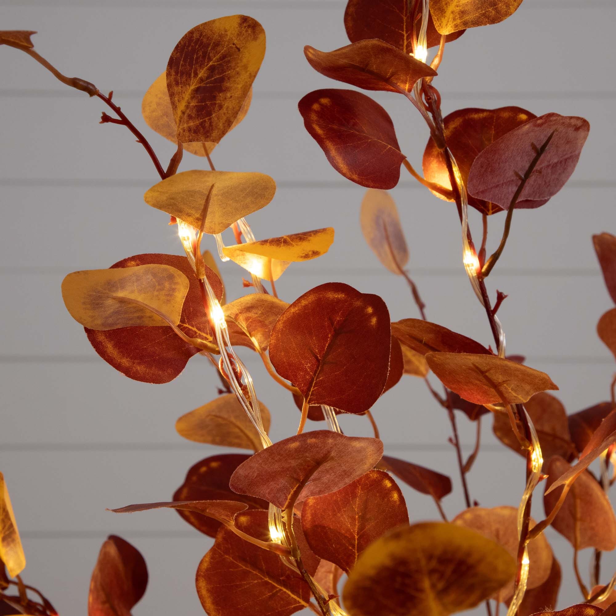 4' Pre-Lit Autumn Eucalyptus Artificial Fall Tree with 160 Warm