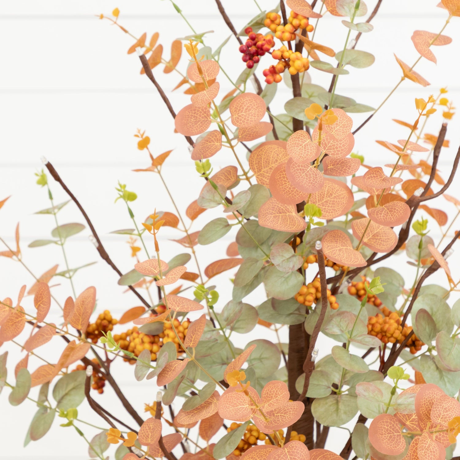 4' Pre-Lit Autumn Eucalyptus Artificial Fall Tree with Pinecones, Berries and 60 Warm White LED Lights