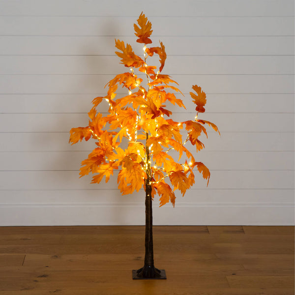 4' Pre-Lit Autumn Maple Artificial Fall Tree with 180 Warm White LED Lights