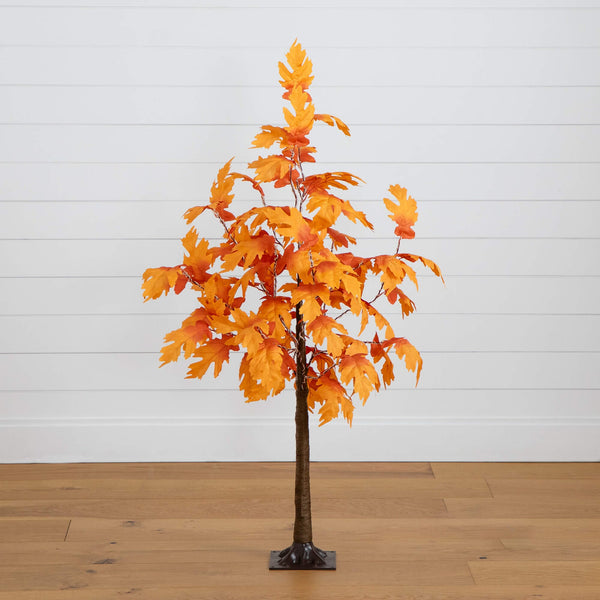 4' Pre-Lit Autumn Maple Artificial Fall Tree with 180 Warm White LED Lights