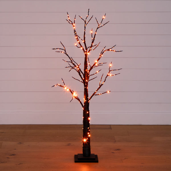 4’ Pre-Lit Artificial Halloween Twig Tree with 240 Orange & Purple LED Lights