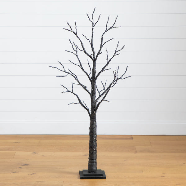 4’ Pre-Lit Artificial Halloween Twig Tree with 240 Orange & Purple LED Lights