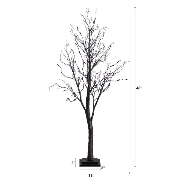 4’ Pre-Lit Halloween Deluxe Black Twig Artificial Tree with 81 Orange & Purple LED Lights
