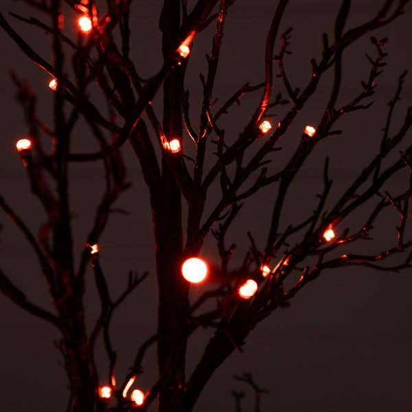 4’ Pre-Lit Halloween Deluxe Black Twig Artificial Tree with 81 Orange & Purple LED Lights