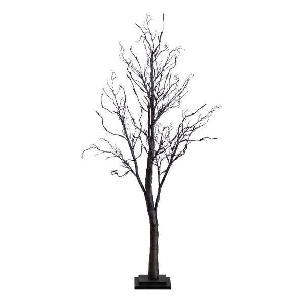 4’ Pre-Lit Halloween Deluxe Black Twig Artificial Tree with 81 Orange & Purple LED Lights