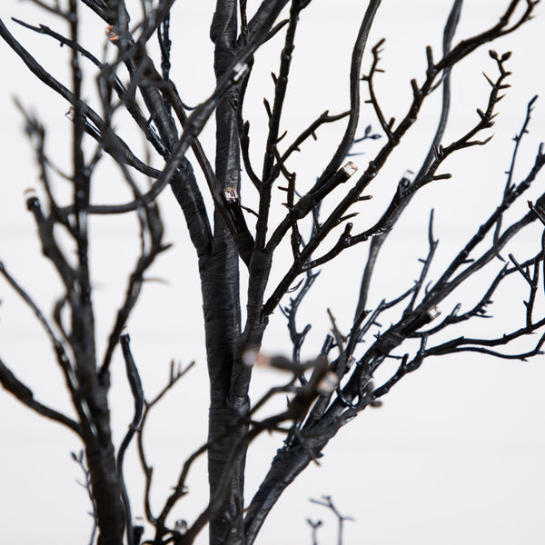 4’ Pre-Lit Halloween Deluxe Black Twig Artificial Tree with 81 Orange & Purple LED Lights