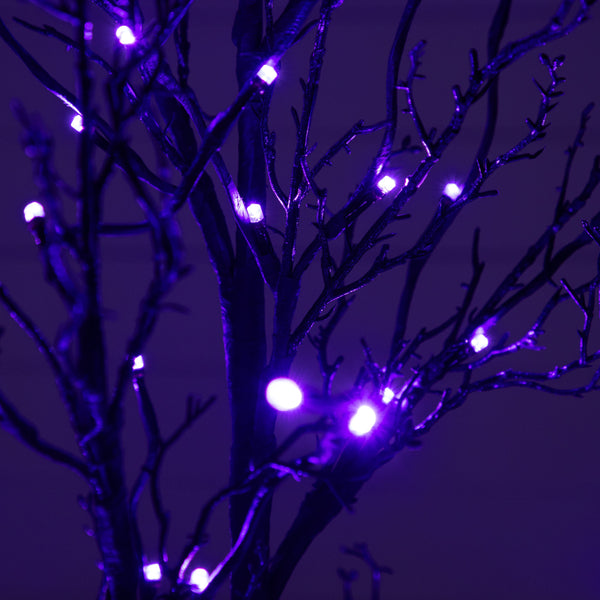 4’ Pre-Lit Halloween Deluxe Black Twig Artificial Tree with 81 Orange & Purple LED Lights