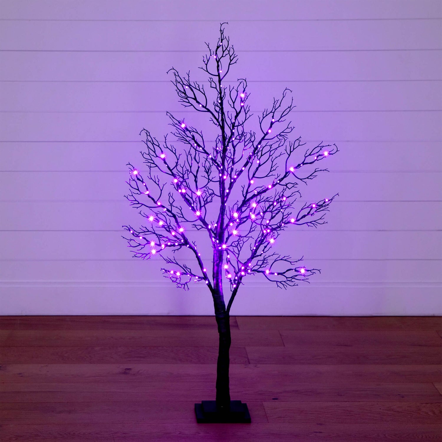 4' Pre-Lit Halloween Minimalist Twig Artificial Fall Tree with 160 Orange & Purple LED Lights