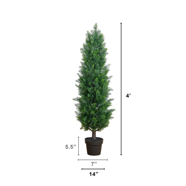 4’ UV Resistant Artificial Cedar Tree (Indoor/Outdoor) -Set of 2
