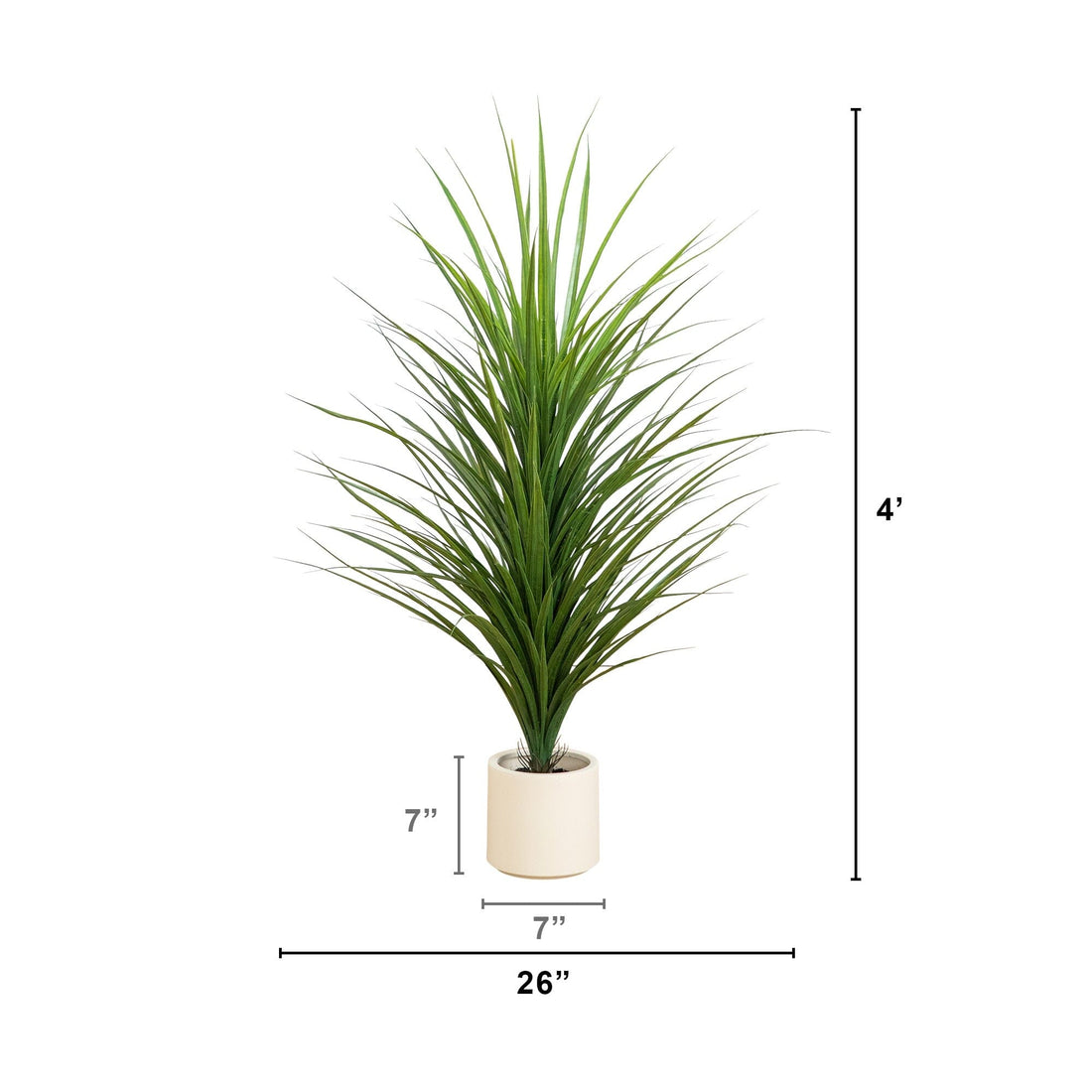 artificial grass plant in white pot 4' UV Resistant Artificial Grass Plant in White Decorative Planter (In – Nearly Natural