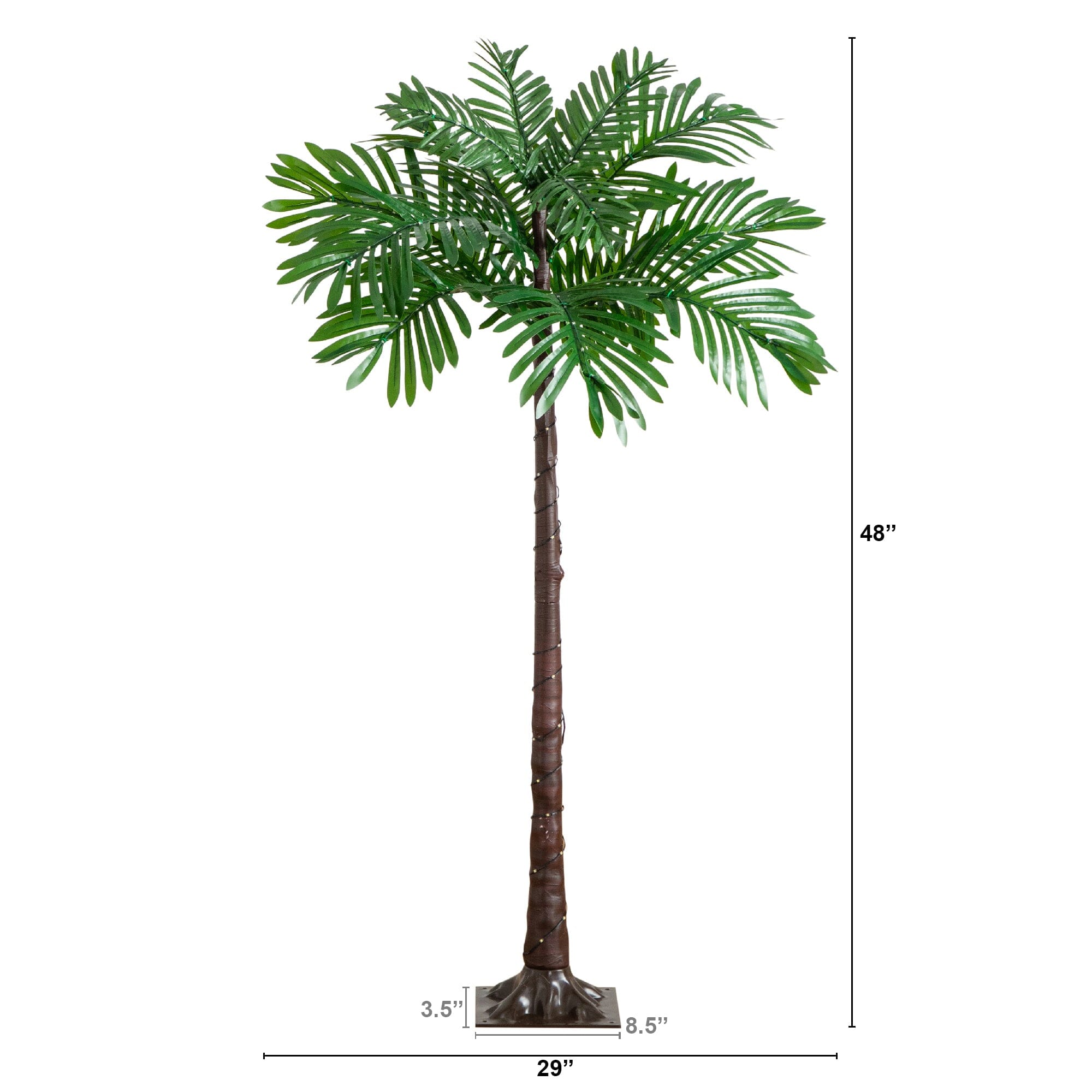 4' UV Resistant Lighted Artificial Palm Tree with 127 Warm White