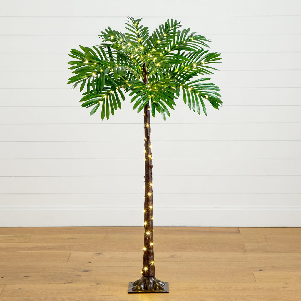 parlor palm artificial light 4' UV Resistant Lighted Artificial Palm Tree with 127 Warm White LED Lights  (Indoor/Outdoor)