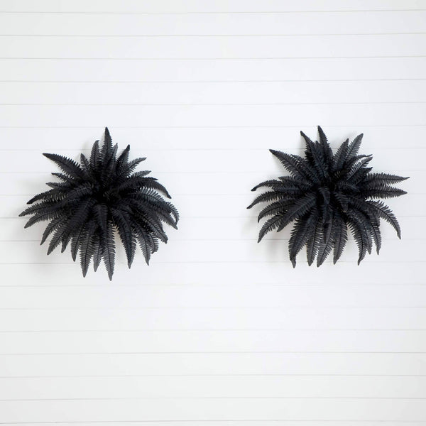 40" Artificial Halloween Black Boston Fern - Set of 2