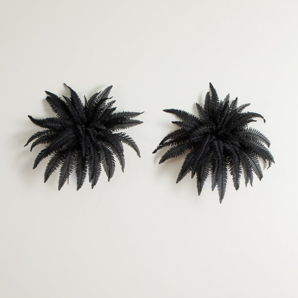 40" Artificial Halloween Black Boston Fern - Set of 2