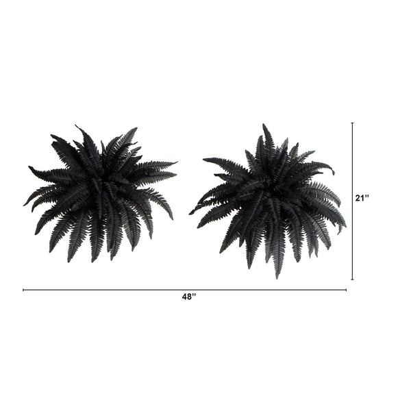 40" Artificial Halloween Black Boston Fern - Set of 2