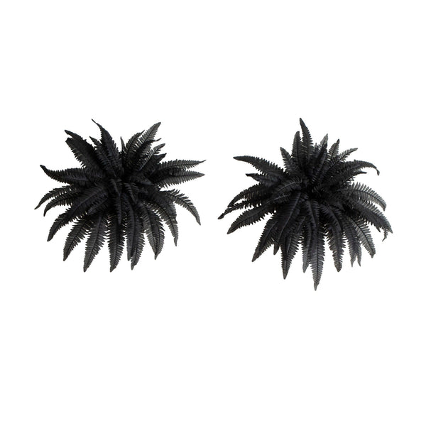 40" Artificial Halloween Black Boston Fern - Set of 2