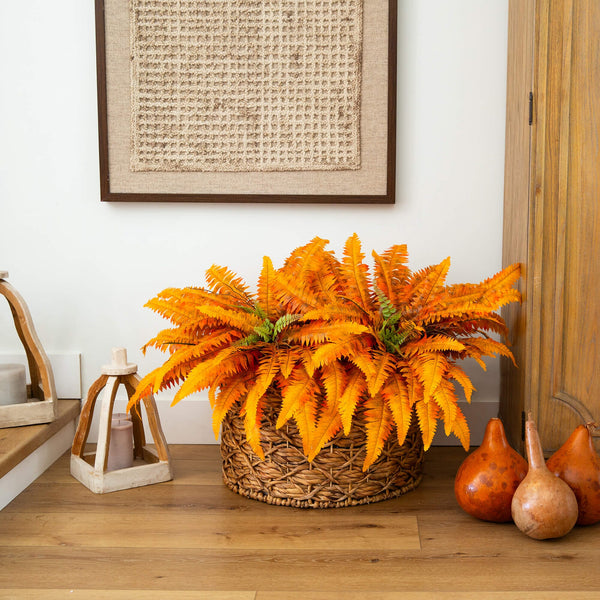 40" Autumn Artificial Fall Boston Fern - Set of 2