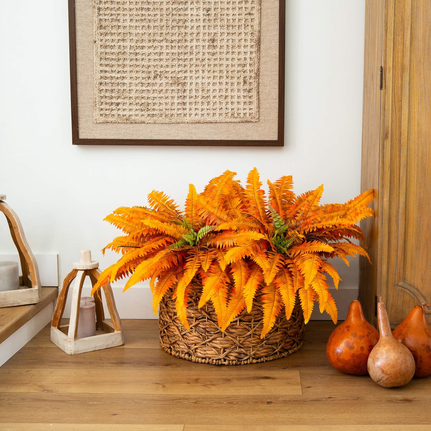 40" Autumn Artificial Fall Boston Fern - Set of 2