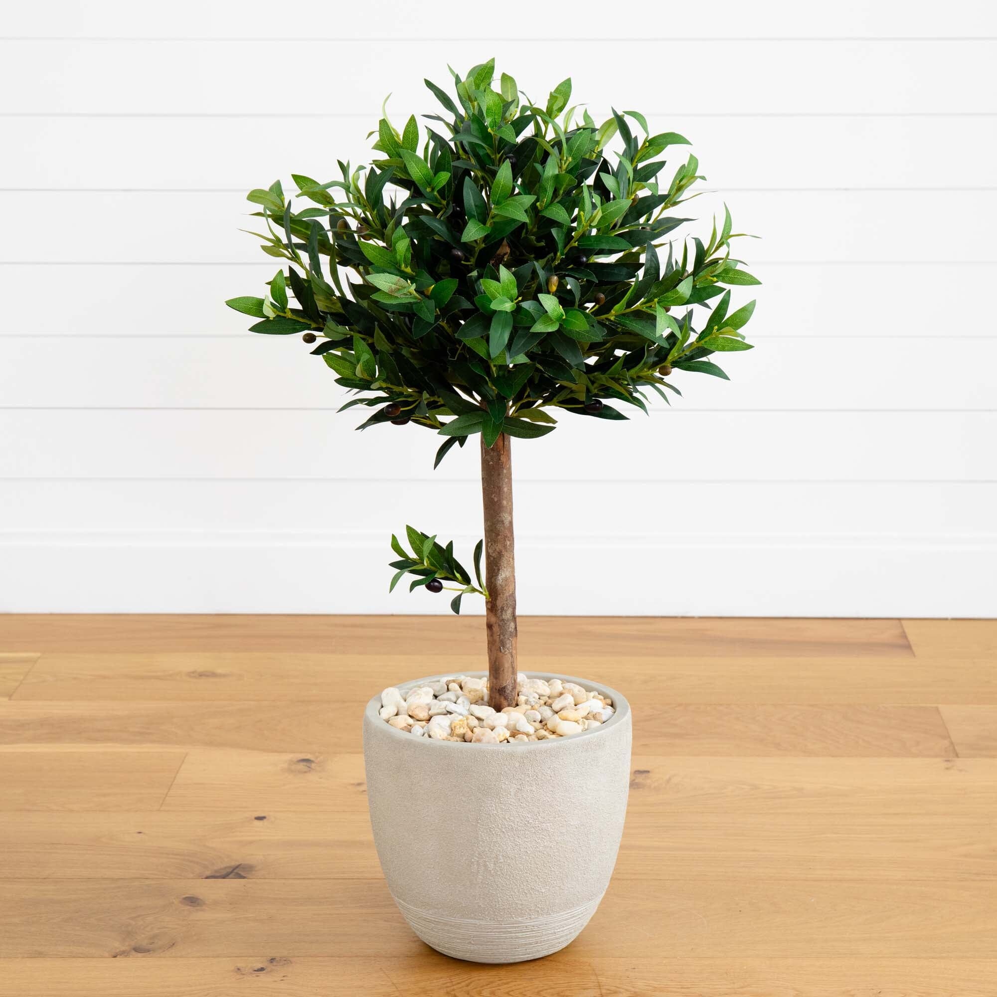 40” Olive Topiary Artificial Tree in Sand Stone Planter UV