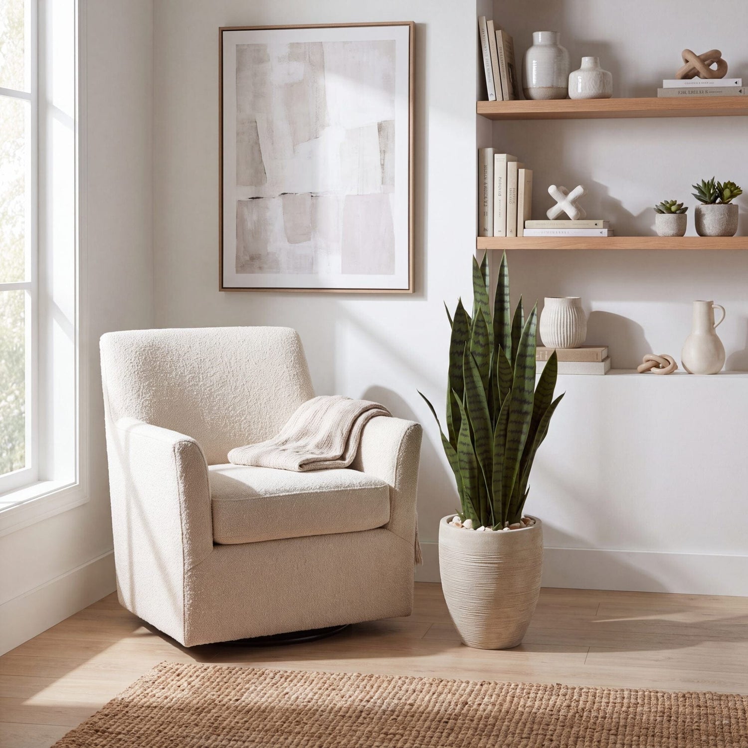 40” Sansevieria Artificial Plant in Sand Colored Planter