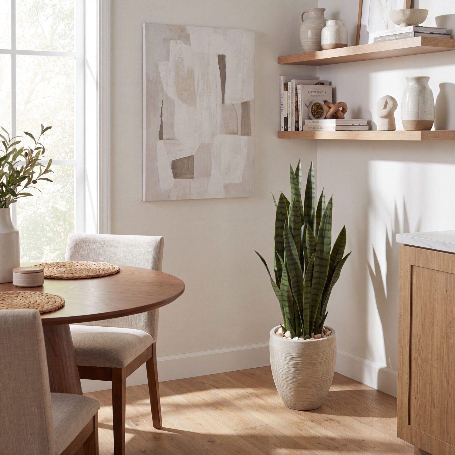 40” Sansevieria Artificial Plant in Sand Colored Planter