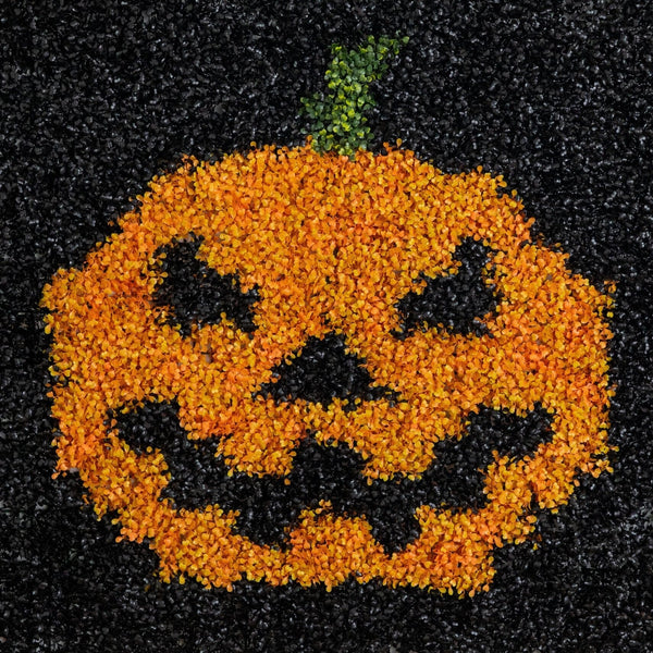40” x 40” UV Resistant Artificial Halloween Boxwood Jack-o'-Lantern Wall Decor Mat (Indoor/Outdoor)