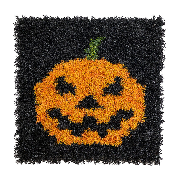 40” x 40” UV Resistant Artificial Halloween Boxwood Jack-o'-Lantern Wall Decor Mat (Indoor/Outdoor)