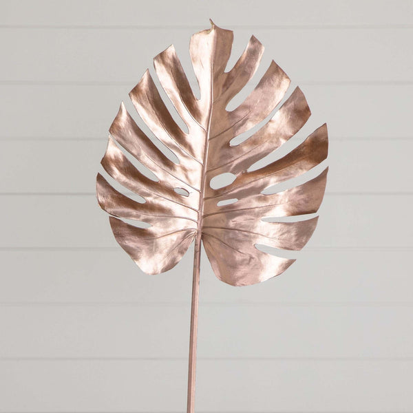 41" Artificial Rose Gold Monstera Stems - Set of 3