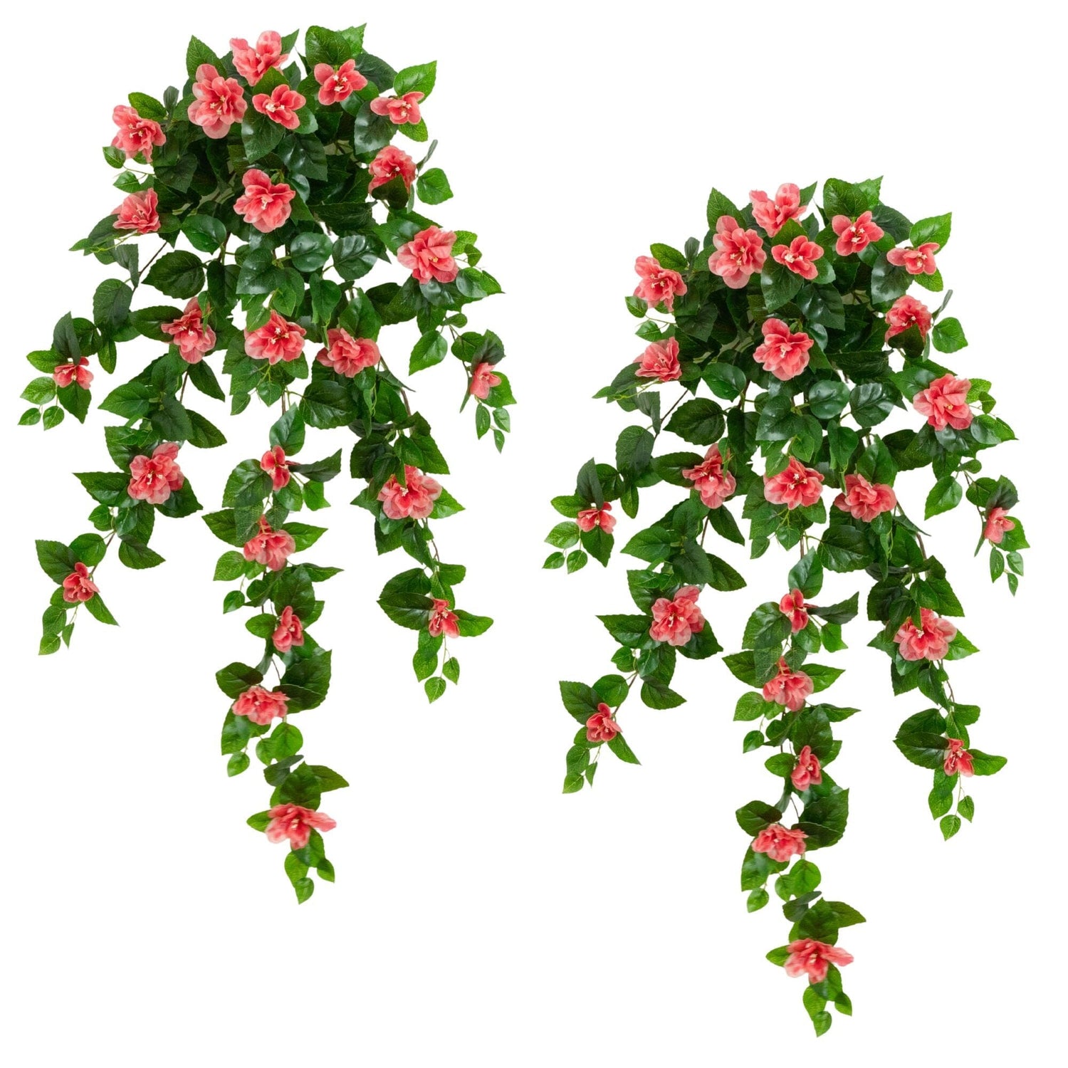 41" UV Resistant Artificial Azalea Hanging Plant (Indoor/Outdoor) - Set of 2