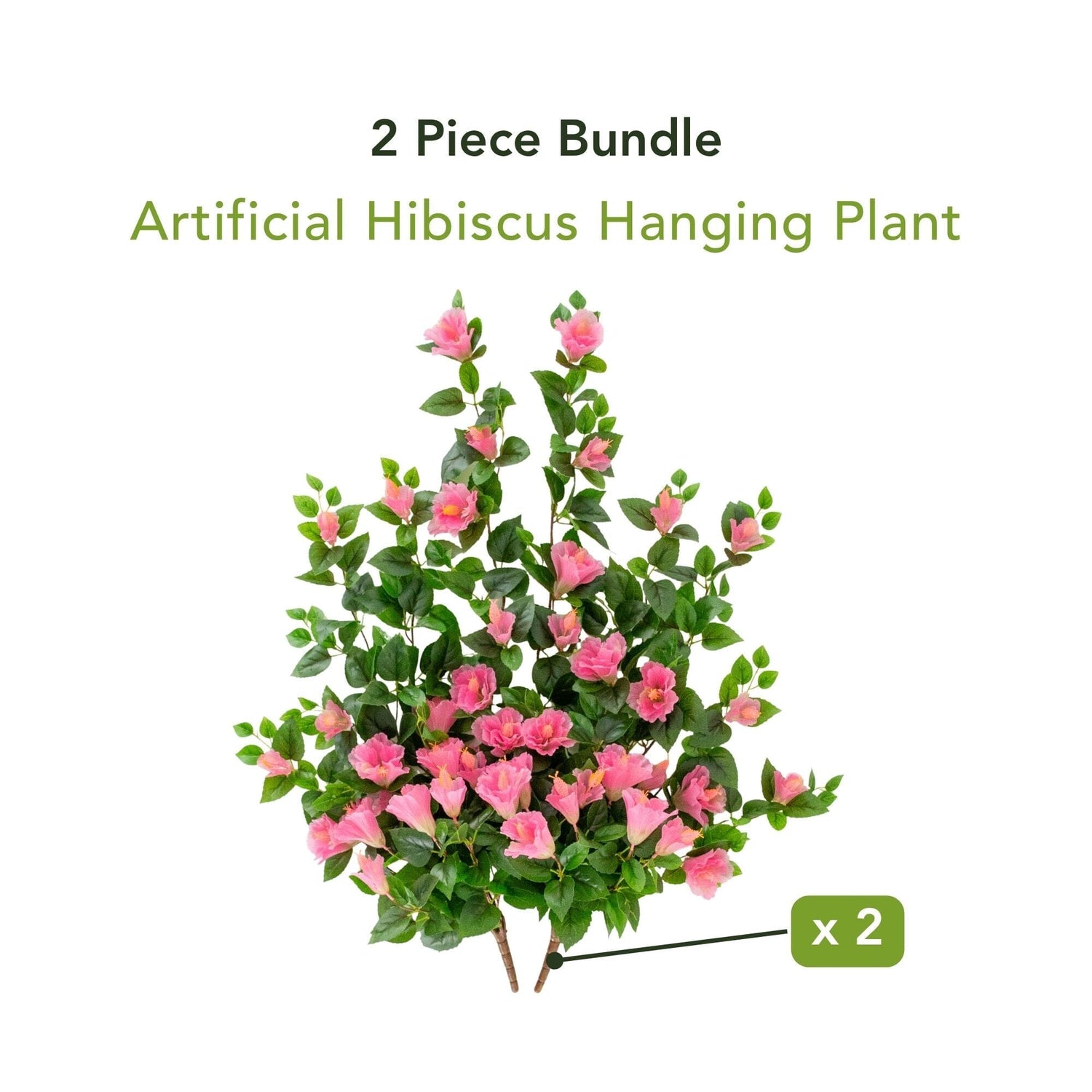 41" UV Resistant Artificial Hibiscus Hanging Plant (Indoor/Outdoor) - Set of 2