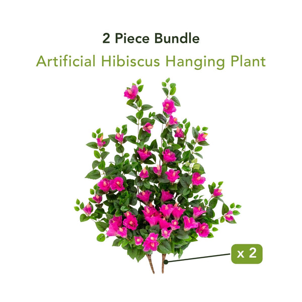 41" UV Resistant Artificial Hibiscus Hanging Plant (Indoor/Outdoor) - Set of 2