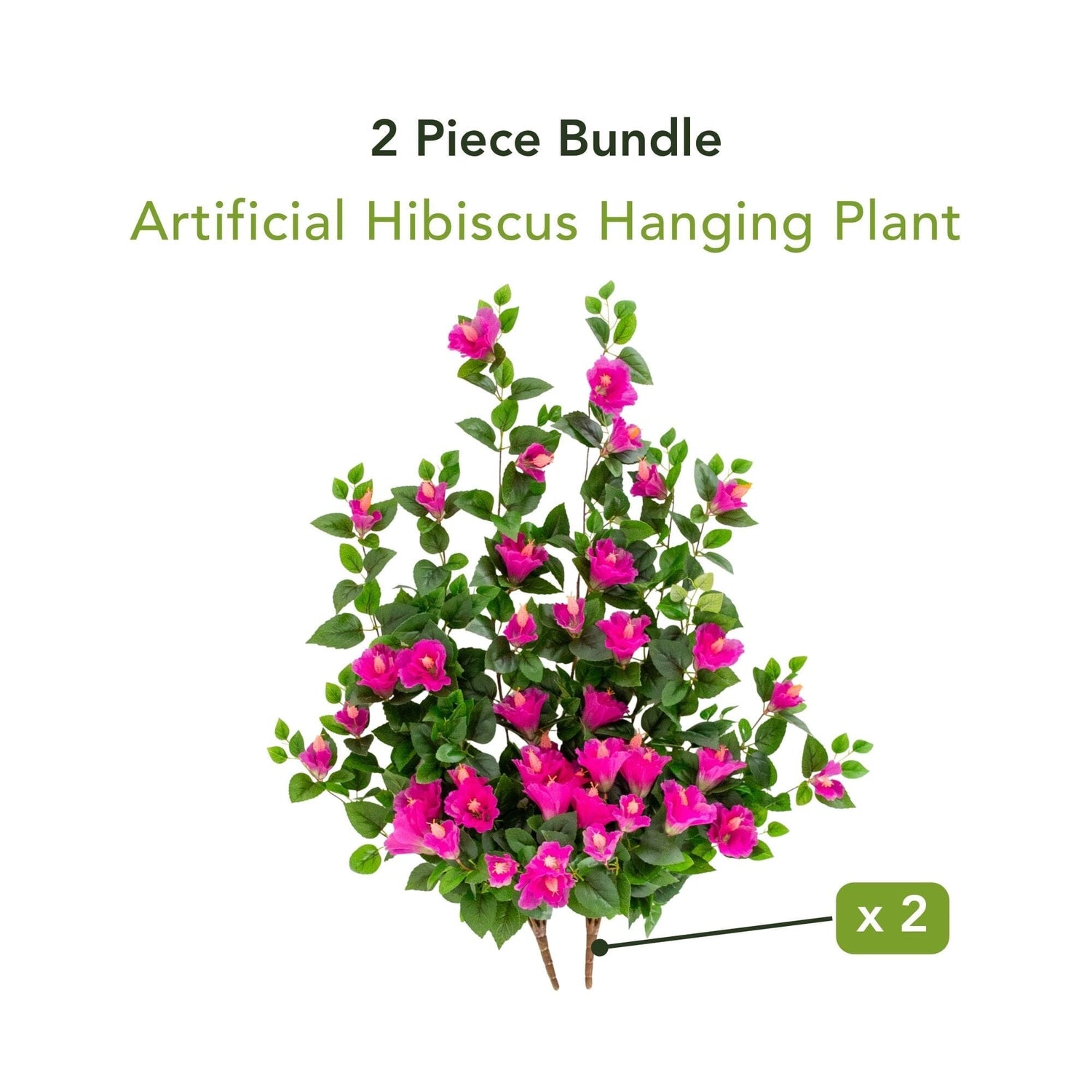 41" UV Resistant Artificial Hibiscus Hanging Plant (Indoor/Outdoor) - Set of 2