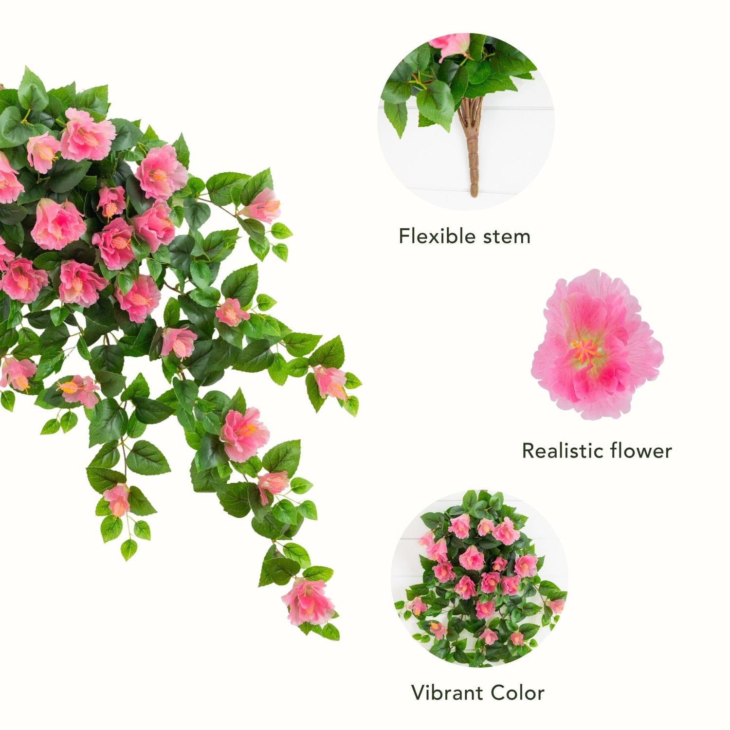 41" UV Resistant Artificial Hibiscus Hanging Plant (Indoor/Outdoor) - Set of 2