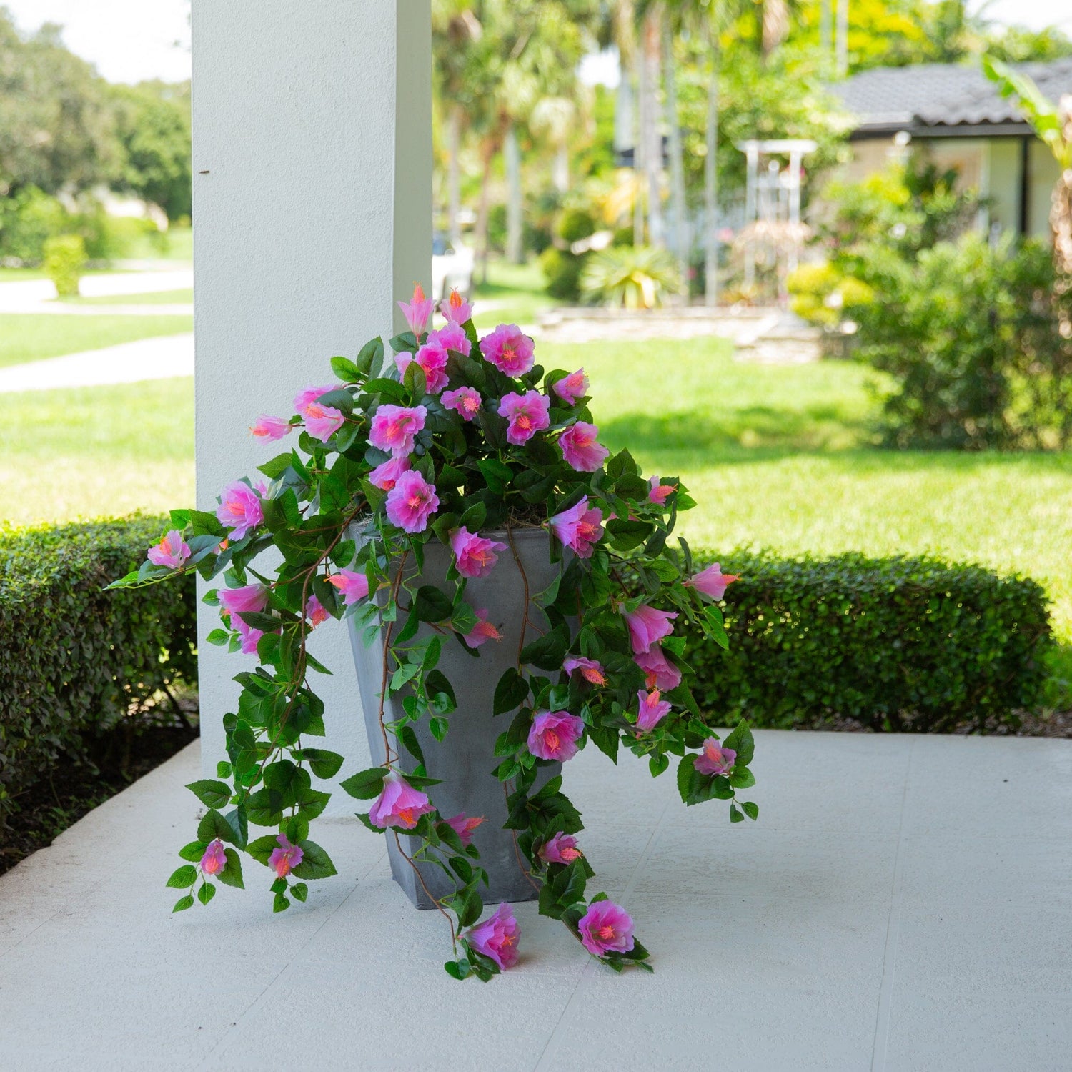 41" UV Resistant Artificial Hibiscus Hanging Plant (Indoor/Outdoor) - Set of 2