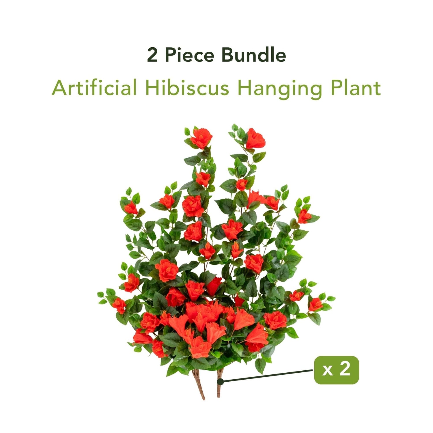 41" UV Resistant Artificial Hibiscus Hanging Plant (Indoor/Outdoor) - Set of 2