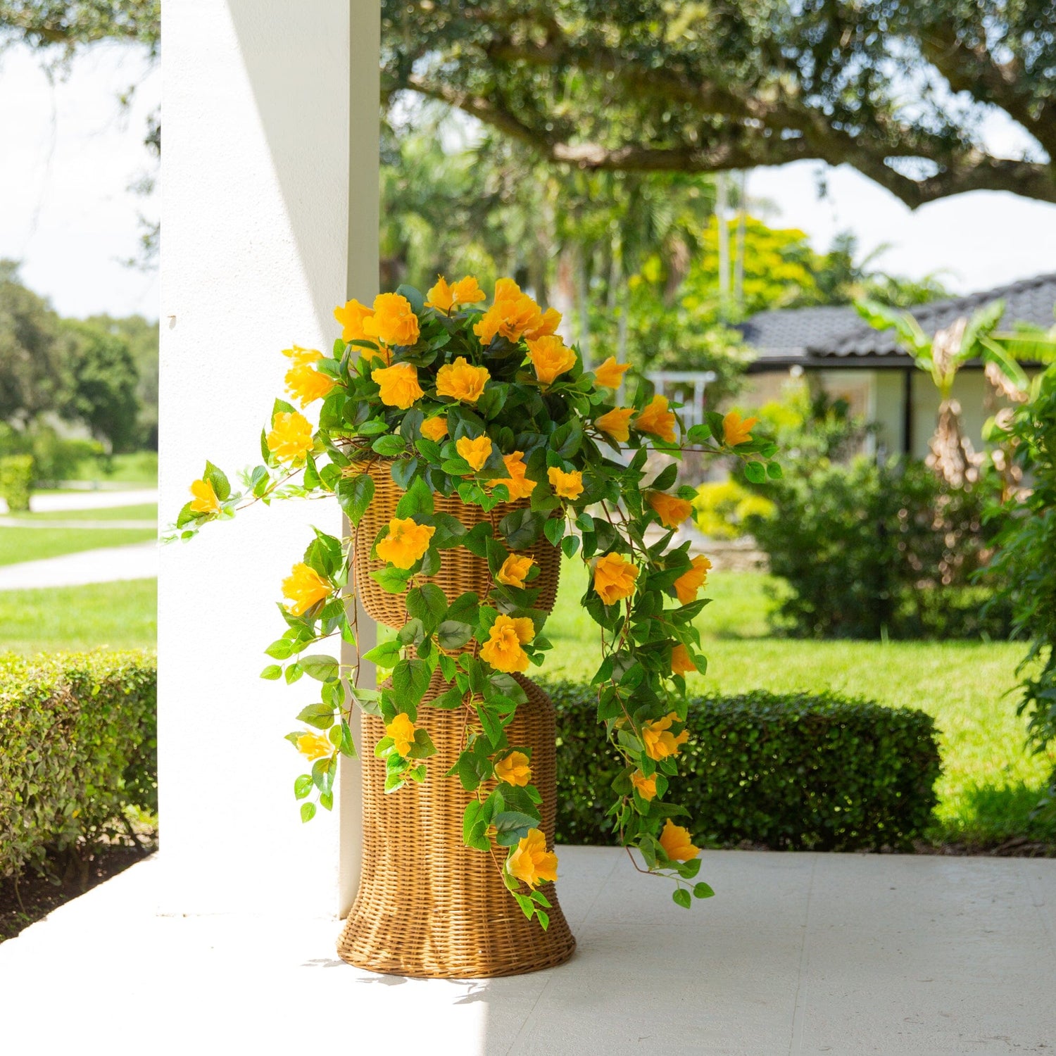 41" UV Resistant Artificial Hibiscus Hanging Plant (Indoor/Outdoor) - Set of 2