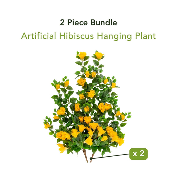 41" UV Resistant Artificial Hibiscus Hanging Plant (Indoor/Outdoor) - Set of 2
