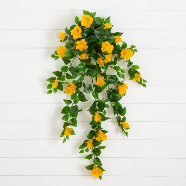 41" UV Resistant Artificial Hibiscus Hanging Plant (Indoor/Outdoor) - Set of 2