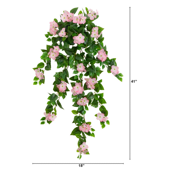 41" UV Resistant Artificial Hydrangea Hanging Plant (Indoor/Outdoor) - Set of 2