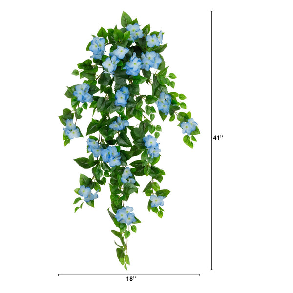 41" UV Resistant Artificial Hydrangea Hanging Plant (Indoor/Outdoor) - Set of 2