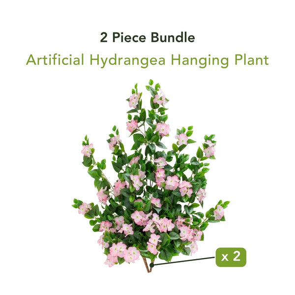 41" UV Resistant Artificial Hydrangea Hanging Plant (Indoor/Outdoor) - Set of 2